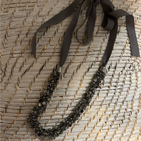 Loft cluster bead gray necklace with ribbon tie - WORN ONCE! - Picture 2 of 3